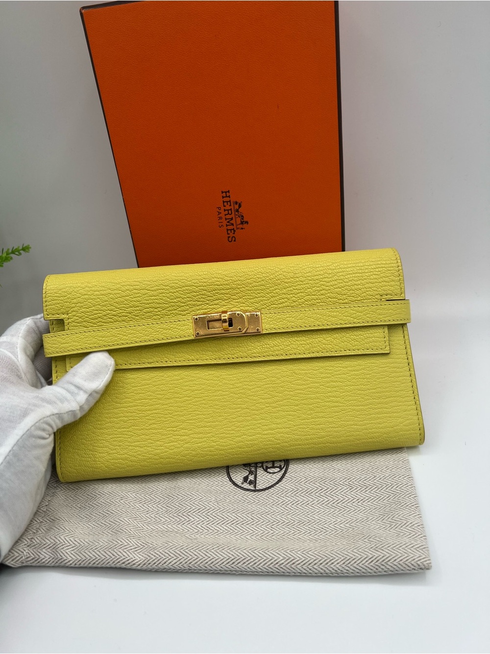 HERMES Kelly Wallet Long mysore gold hardware Unused full set 🔥😍 - Picture 9 of 9